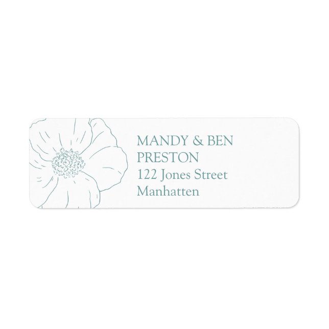 Simpel Flower wedding -adresse Return Address Label (Front)