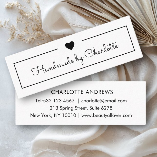 Simpel, handwriting, "Handmade" Mini Business Card (Simpel, handwriting, "Handmade" Mini Business Card, Heart)
