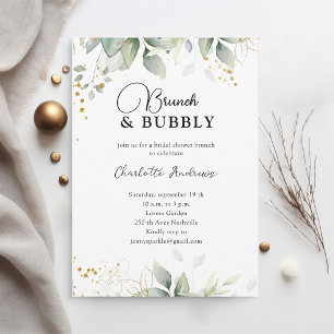 Simpel, minimal, eucalyptus Bridal Shower Invitation