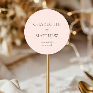 Simpel, minimal, heart wedding Round Sticker