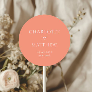 Simpel, minimal, heart wedding Round Sticker