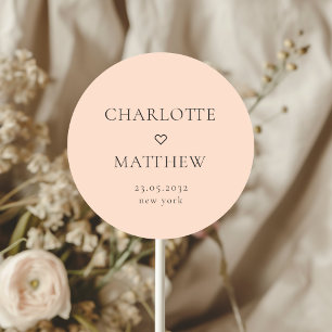 Simpel, minimal, heart wedding Round Sticker