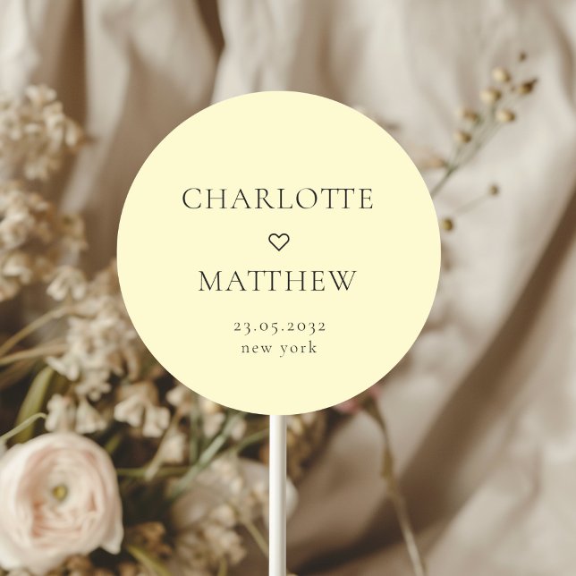 Simpel, minimal, heart wedding Round Sticker (Simpel, minimal, yellow, heart wedding Round Sticker.)
