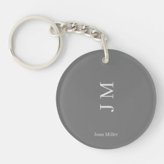 Simpel Name & Initials Chic Grey Key Ring