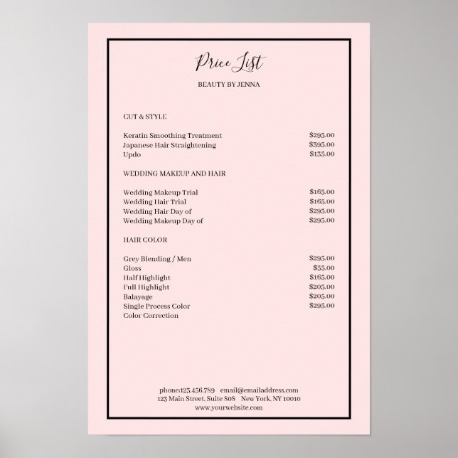 Simpel Pink Black Price List   Poster (Front)