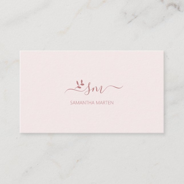Simpel pink brown floral business card (Front)
