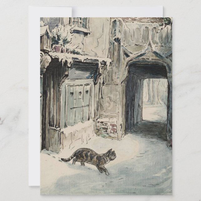 Simpkin the Cat Goes Out (by Beatrix Potter) Card (Front)