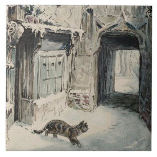 Simpkin the Cat Goes Out (by Beatrix Potter) Ceramic Tile