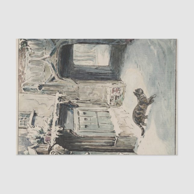 Simpkin the Cat Goes Out (by Beatrix Potter) Tissue Paper (Front)