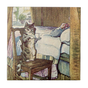 Simpkin the Cat Serves Tea - Beatrix Potter Ceramic Tile