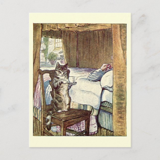 Simpkin the Cat Serves Tea - Beatrix Potter Postcard (Front)