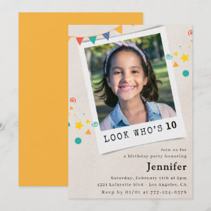 Simple 10th birthday invitations Girl Orange Photo