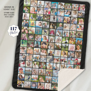 Simple 117 Square Photo Collage Custom Colour Sherpa Blanket
