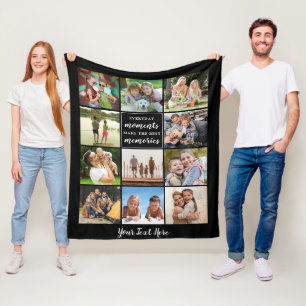 Simple 11 Photo Collage Memories Quote Your Colo Fleece Blanket