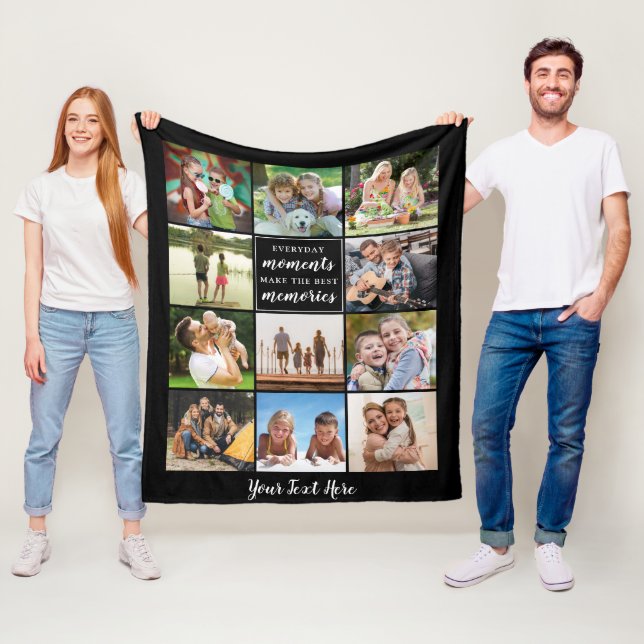 Simple 11 Photo Collage Memories Quote Your Colo Fleece Blanket (In Situ)