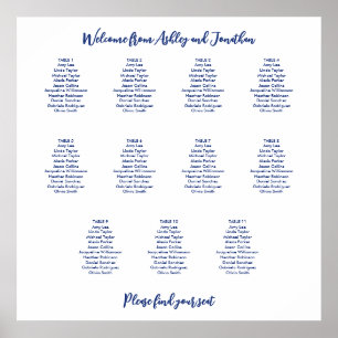 Simple 11 Table Dark Blue Seating Chart