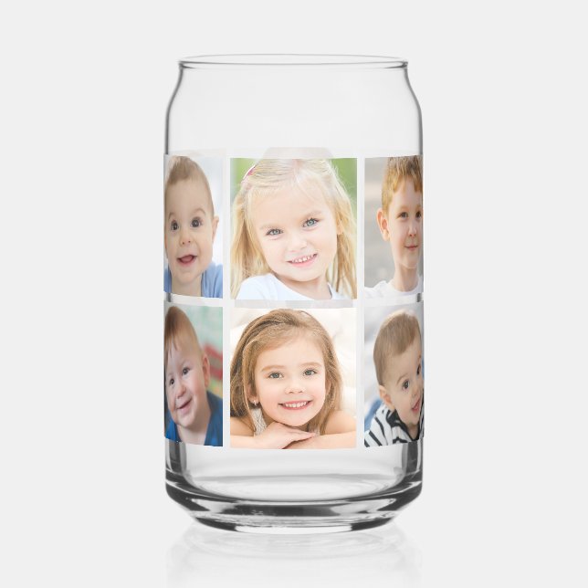 Simple 12 Photo Collage Can Glass (Front)