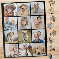 Simple 12 Photo Collage Custom Family Friends Pets