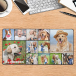 Simple 12 Photo Collage Custom Modern Personalised Desk Mat<br><div class="desc">This desk mat features a customisable photo collage perfect for showcasing your favourite pictures of family, pets, friends or grandparents. The modern and cute design is ideal for dog lovers, family, and friends, or anyone looking for a fun desk accessory. It's a great addition to any office space and can...</div>