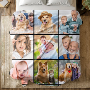 Simple 12 Pictures Custom Family Friends Collage Fleece Blanket