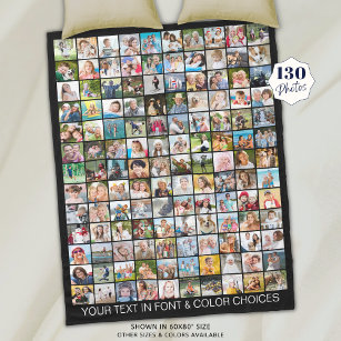 Simple 130 Square Photo Collage Personalised Fleece Blanket