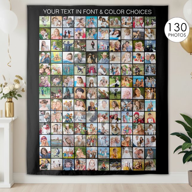 Simple 130 Square Photo Collage Personalised Tapestry (Creator Uploaded)
