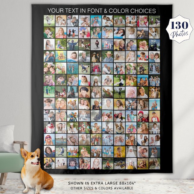 Simple 130 Square Photo Collage Personalised Tapestry (Creator Uploaded)
