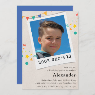 Simple 13th birthday invitations Blue Photo