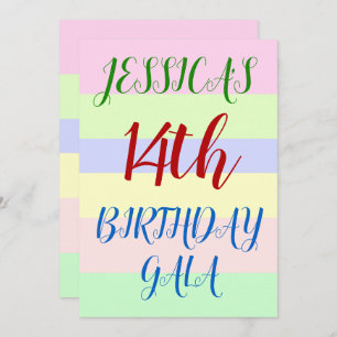 Simple "14th BIRTHDAY GALA" Birthday Invitation
