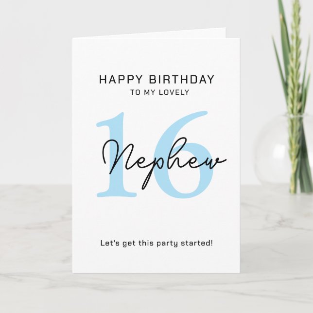 Simple 16th Birthday Card – Sweet Sixteen Card (Front)