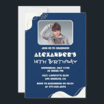 Simple 16th birthday invitations Men Photo Navy<br><div class="desc">Simple 16th birthday invitations Men Photo navy Blue modern</div>