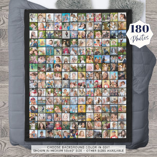 Simple 180 Square Photo Collage Custom Colour Fleece Blanket