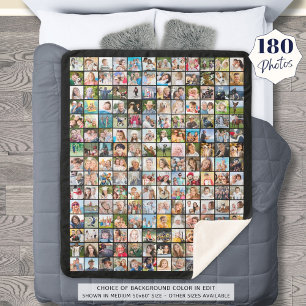 Simple 180 Square Photo Collage Personalised Sherpa Blanket