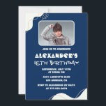 Simple 18th birthday invitations Men Photo Navy<br><div class="desc">Simple 18th birthday invitations Men Photo navy Blue modern</div>