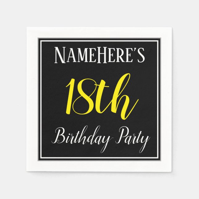 Simple, 18th Birthday Party w/ Custom Name Napkin (Front)