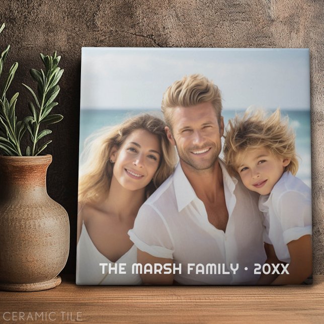 Simple 1 Photo Full Coverage - Chunky Text Overlay Ceramic Tile (Custom Tile)
