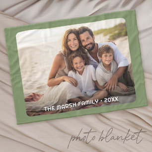 Simple 1 Photo Full Coverage - Chunky Text Overlay Fleece Blanket
