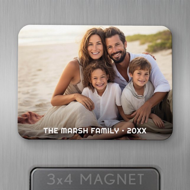 Simple 1 Photo Full Coverage - Chunky Text Overlay Magnet (Personalized fridge magnet - add photos and custom text)