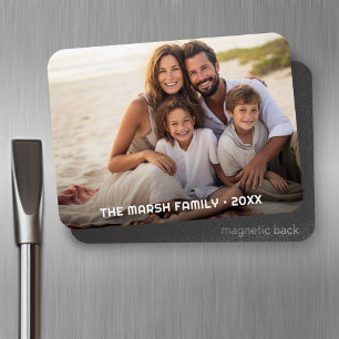 Simple 1 Photo Full Coverage - Chunky Text Overlay Magnet