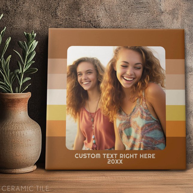 Simple 1 Photo Template - Warm Colour Border - Tex Ceramic Tile (Custom Tile)