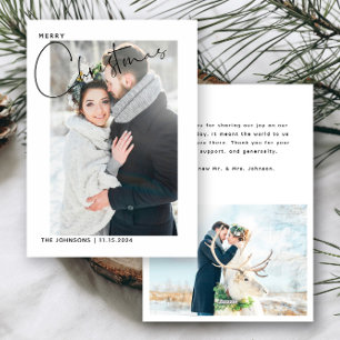 Simple 1st Christmas Wedding Photo Thank You Holiday Card