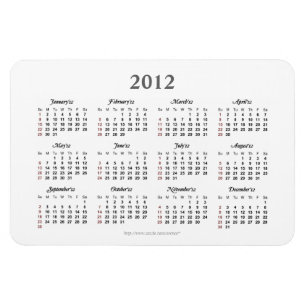 Simple 2012 calendar Premium Magnet