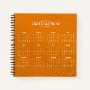 Simple 2021 Calendar Wood Background   Notebook