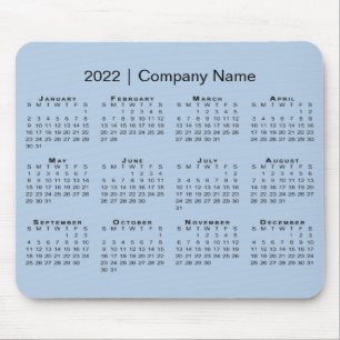 Simple 2022 Calendar Company Name on Light Blue Mouse Pad