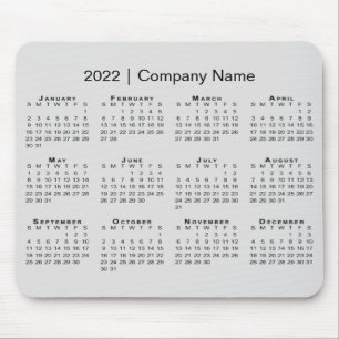 Simple 2022 Calendar with Company Name on Grey Mouse Pad