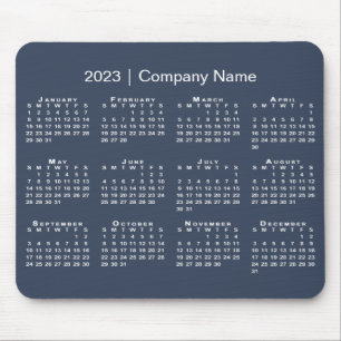 Simple 2023 Calendar Company Name on Navy Blue Mouse Pad