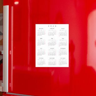 Simple 2024 Full Year Calendar Home Fridge Magnet Magnetic Dry Erase Sheet