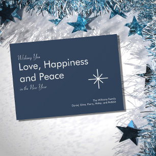Simple 2024 New Year Navy Blue Elegant Typography  Holiday Card
