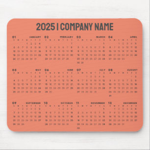 Simple 2025 Calendar Company Name   Any Background Mouse Pad