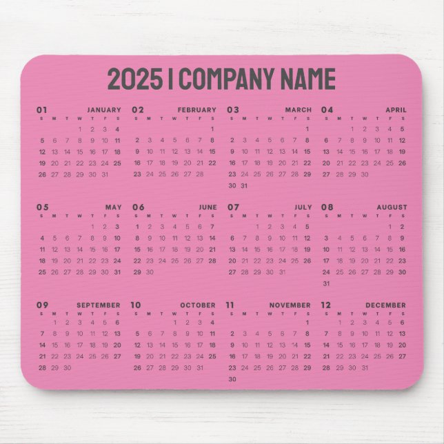 Simple 2025 Calendar Company Name | Any Background Mouse Pad (Front)